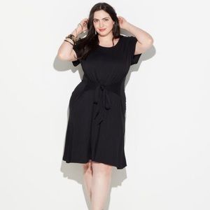 Avenue Loralette Knee Length Little Black Dress w/ Tie Front